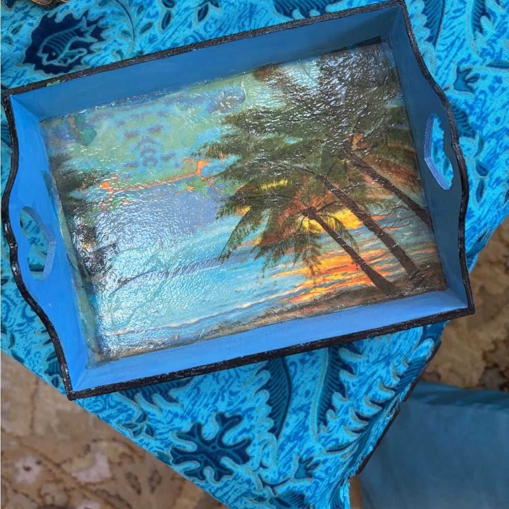 Tropical Palm Tree Decorative Tray 5 1/4” x 7”